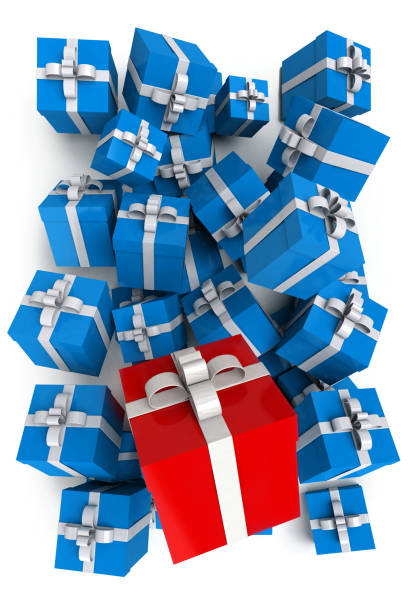 istock Group of blue presents and a red one 1181810067