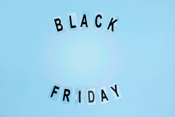 istock Flat lay with the inscription black friday on a blue background. 1181810359