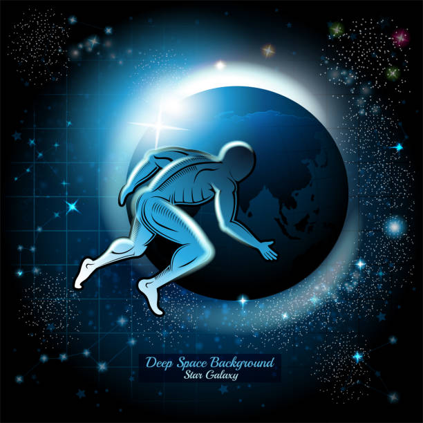 istock Atlas move Night Earth in space with starry sky background 1181814505
