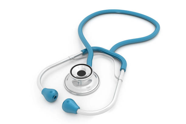 Stethoscope for doctor checkup on white background. 3d illustration stock photo