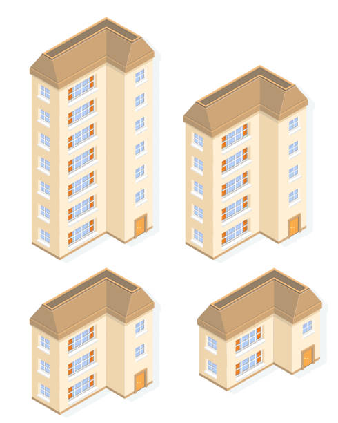 dom i mieszkanie - apartment townhouse house housing development stock illustrations