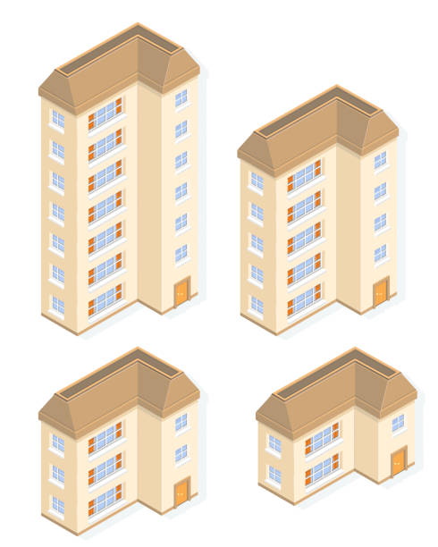 ilustrações, clipart, desenhos animados e ícones de house e apartamentos - apartment townhouse house housing development