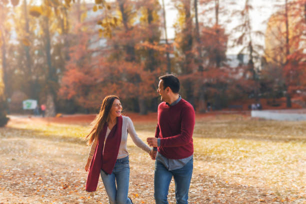 istock Couple on autumn date 1181815690