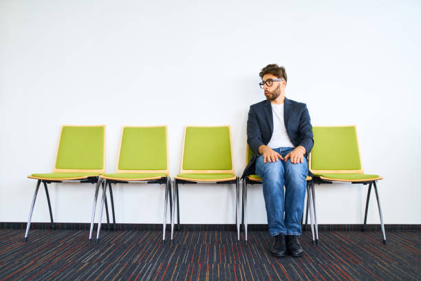 istock Stressful young man waiting for job interview 1181817101