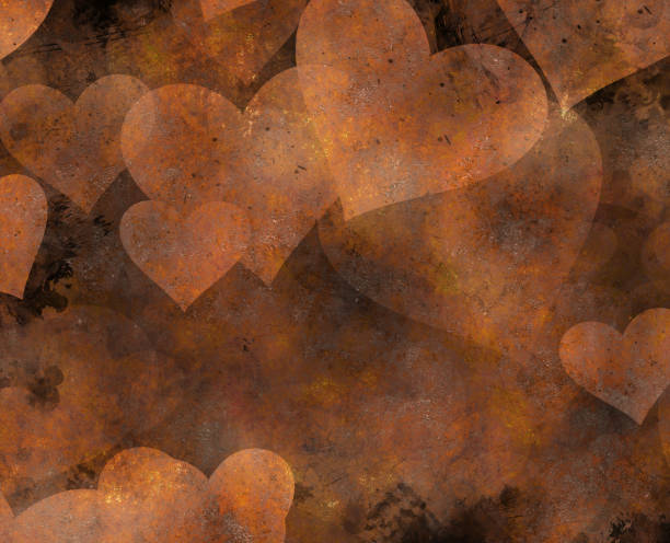 rusty metal painted hearts backgrounds stock photo