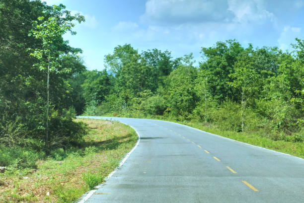 istock Empty S-curve road on the mountain 1181823287