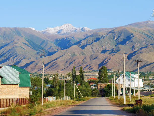 Empty street in Cholpon Ata, Kyrgyzstan