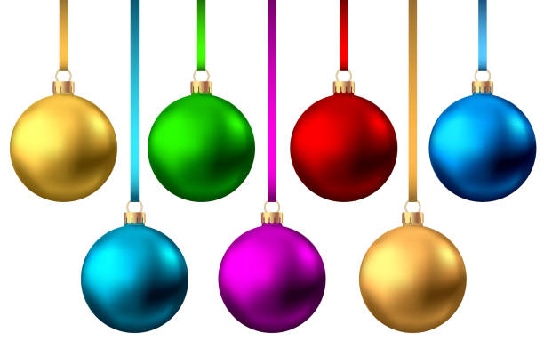 realistyczne czerwone, złote, niebieskie, zielone, fioletowe kulki świąteczne. - pink christmas christmas ornament sphere stock illustrations