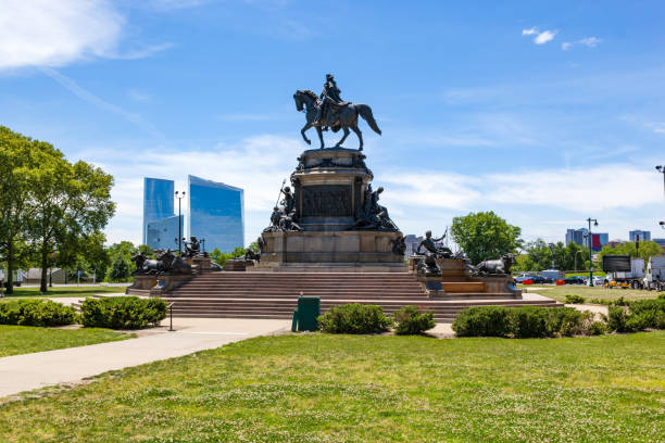 Washington Monument at Eakins Oval in Philadelphia, USA. Washington Monument at Eakins Oval in Philadelphia, USA. City landmark benjamin franklin parkway photos stock pictures, royalty-free photos & images