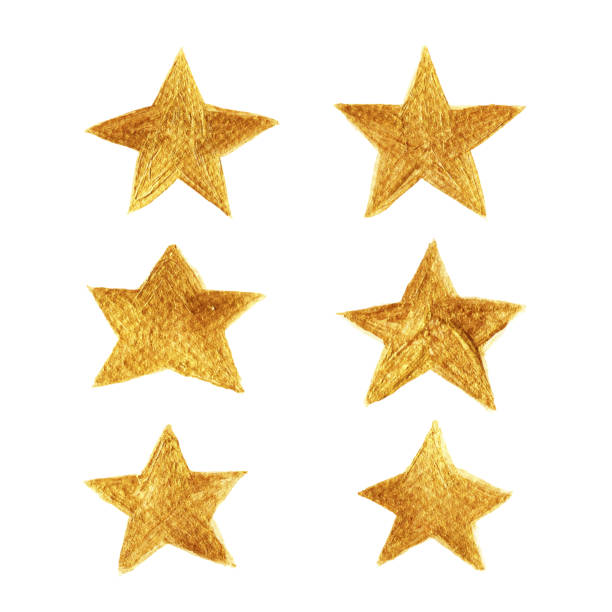 Golden Star Hand Painted Collection Isolated Stock Illustration - Download  Image Now - Star Shape, Sticker, Gold - Metal - iStock