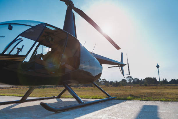 istock Helicopter parked on the airfield 1181837802