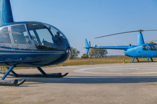 istock Grounded helicopters on the helipad 1181837820