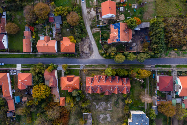 istock Flying over village area 1181838386