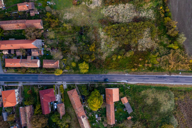 istock Flying over village area 1181838543
