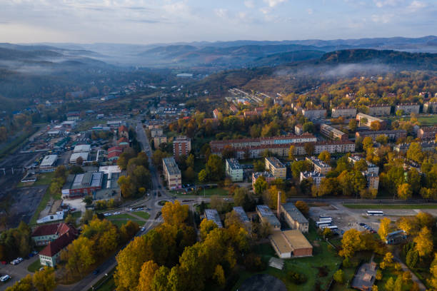 istock Flying over city area 1181839685