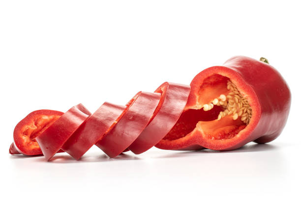 istock Sweet red bell pepper isolated on white 1181840432