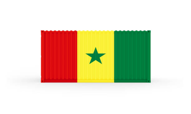 istock 3D Illustration of Cargo Container with Senegal Flag on white background with shadows. Delivery, transportation, shipping freight transportation. 1181841136