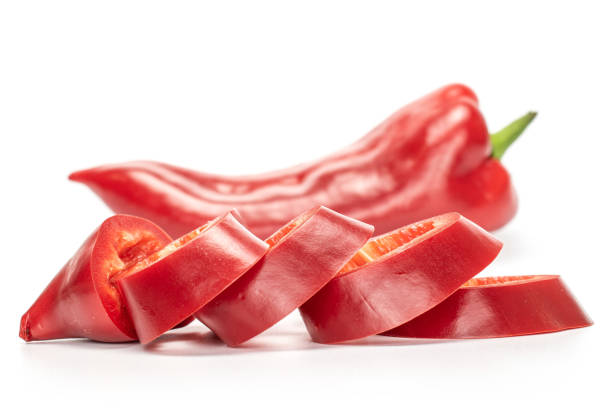 istock Sweet red bell pepper isolated on white 1181841162
