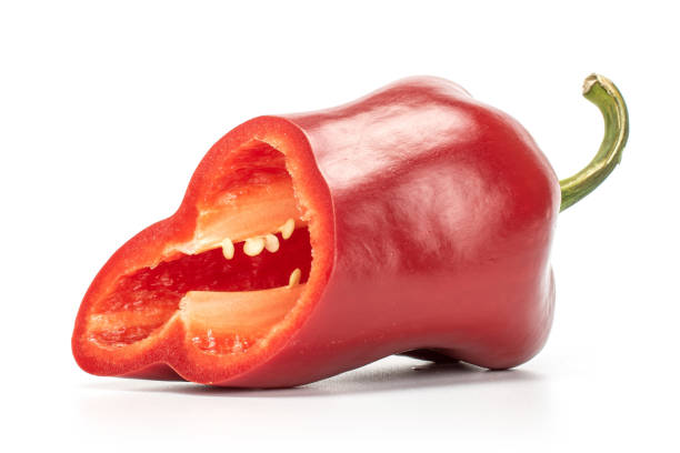 istock Sweet red bell pepper isolated on white 1181841206