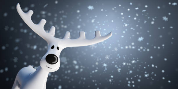 белый олень с падающими снежинками - reindeer christmas decoration gold photography стоковые фото и изображения