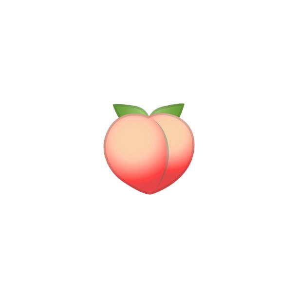 pfirsich vektor-symbol. isolierte pfirsich frische frucht emoji, emoticon illustration - pfirsich stock-grafiken, -clipart, -cartoons und -symbole