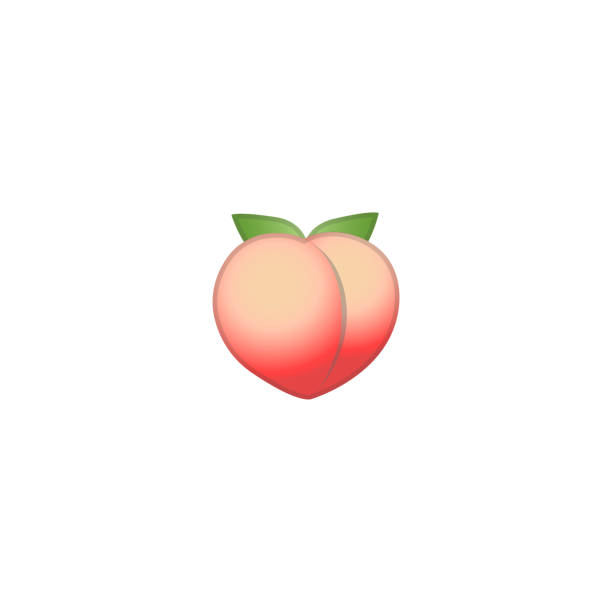 복숭아 벡터 아이콘입니다. 고립 된 복숭아 신선한 과일 이모티콘, 이모티콘 그림 - peach jam stock illustrations