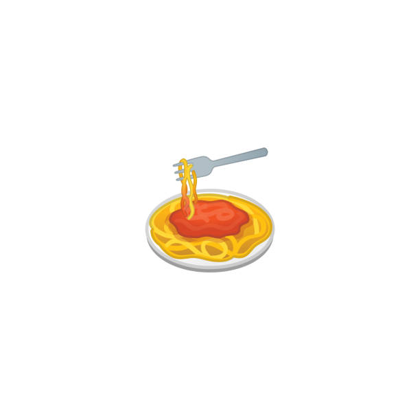 illustrazioni stock, clip art, cartoni animati e icone di tendenza di icona di spaghetti vector. cibo italiano. spaghetti isolati emoji, illustrazione emoticon - italian culture ingredient spaghetti food