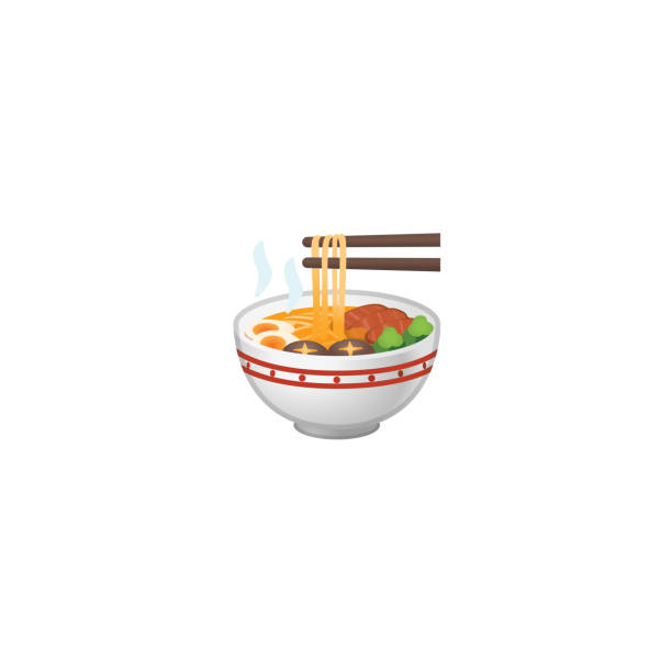 illustrations, cliparts, dessins animés et icônes de icône de vecteur de bol fumante. emoji asiatique de plat asiatique de cuvette de vapeur d'isolement, illustration d'émoticône - chopsticks rest