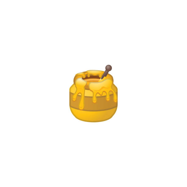 ilustraciones, imágenes clip art, dibujos animados e iconos de stock de icono vectorial de miel de arcilla. inverminillo aislado olla emoji, ilustración de emoticonos - honey hexagon honeycomb spring