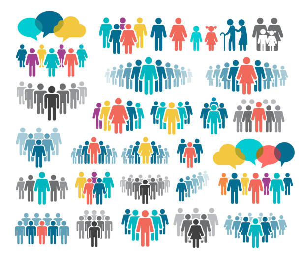 набор значков людей - organized group leadership community business stock illustrations
