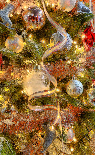 istock Close up of beautifully decorated Christmas tree 1181843446
