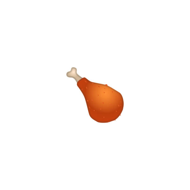 illustrazioni stock, clip art, cartoni animati e icone di tendenza di icona del vettore gamba di pollame. emoji gamba di pollo isolata, illustrazione emoticon - turkey leg