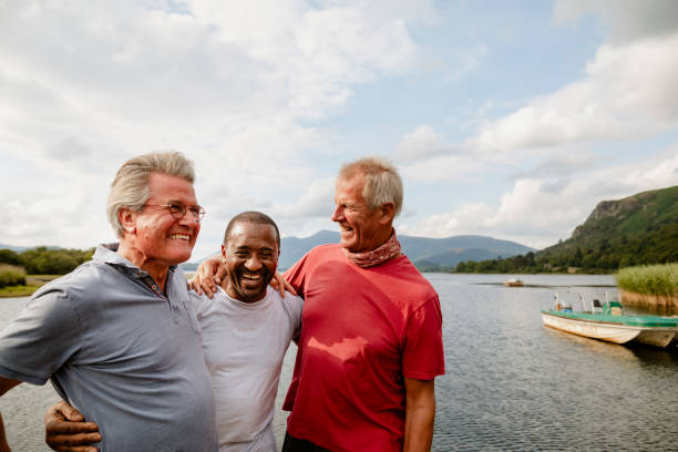 Trio of best fiends sharing a moment at the edge of the river
