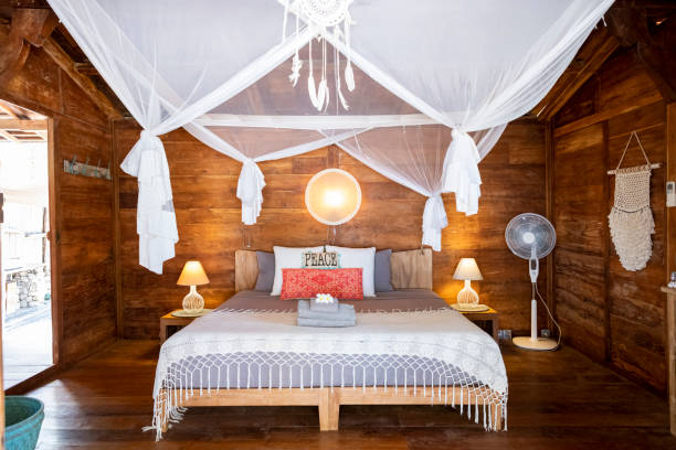 istock Island bedroom with mosquito net 1181846935