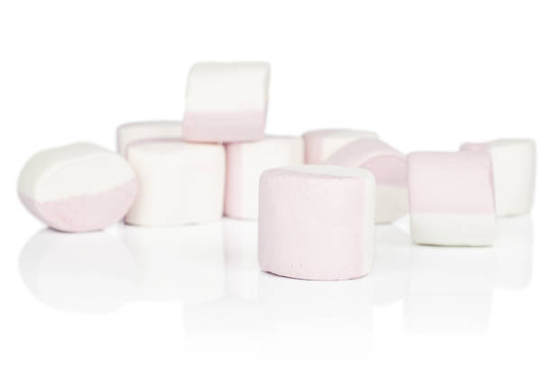 istock Sweet pastel marshmallow isolated on white 1181847152
