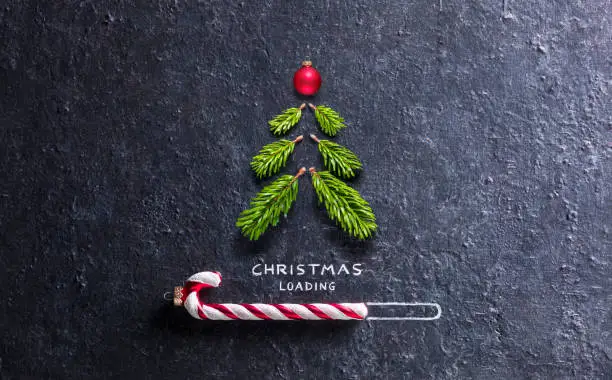 Loading Concept With Candy Canes And - Tree And Christmas tree With Spruce Pine