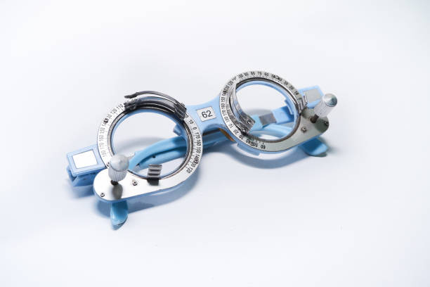 istock Optometrist trial frame close- up, test vision equipment. 1181847958