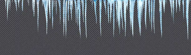 Photo of icicles hanging downisolated with precise clipping path