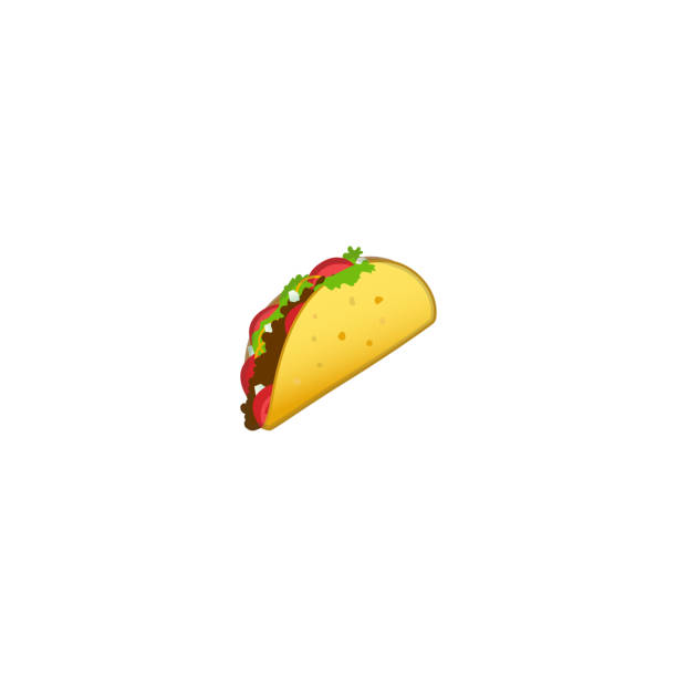 illustrazioni stock, clip art, cartoni animati e icone di tendenza di icona vettore taco. taco messicano isolato su sfondo bianco emoji, illustrazione emoticon - white background healthy eating meal salad