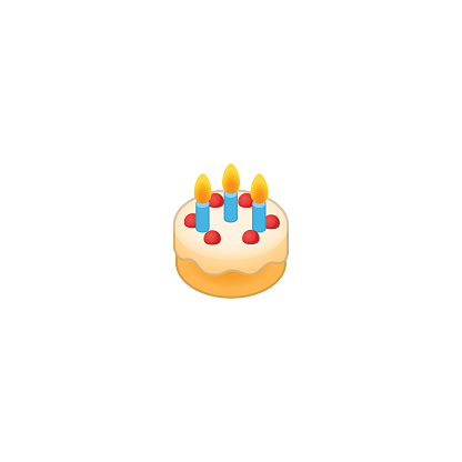 Birthday Cake Vector Icon. Birthday Cake with Candles Isolated Emoji Illustration