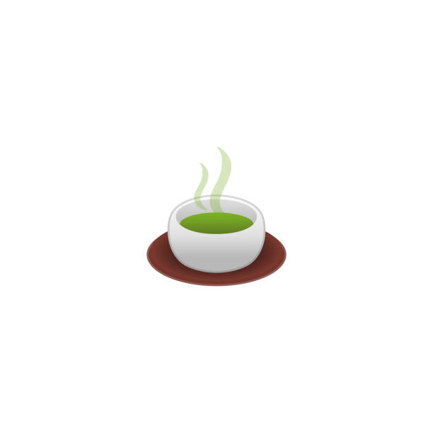 ilustraciones, imágenes clip art, dibujos animados e iconos de stock de taza de té sin icono vectorial de mango. emoji de la copa de té verde aislado, ilustración de emoticonos - tea cup cup china saucer