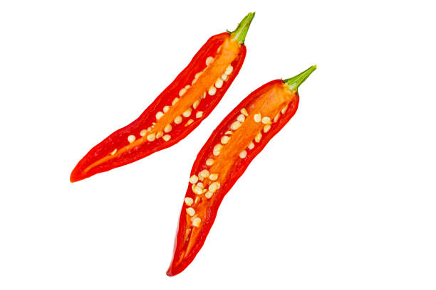 istock Close up red hot chili spur pepper at white background 1181857609