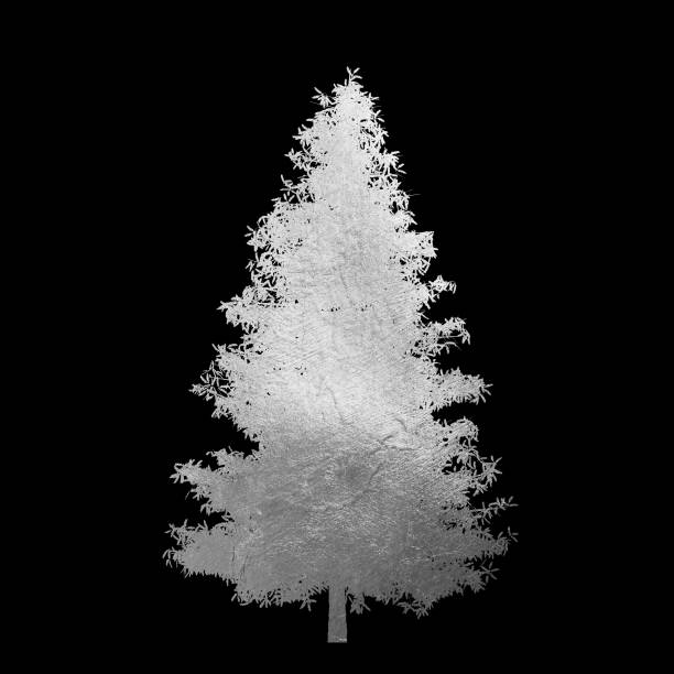 istock Silver tree with leaves isolated on black background. 1181860997