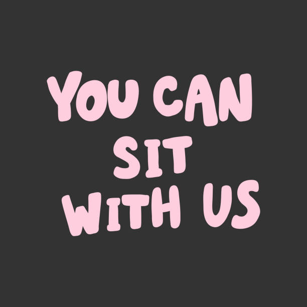 istock You can sit with us. Sticker for social media content. Vector hand drawn illustration design. 1181863275