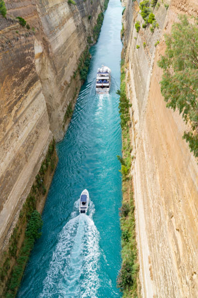 istock Corinth Canal with its deep sheer sides 1181866090