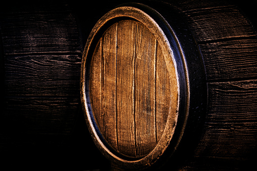 Wooden barrel for storage and aging of alcoholic beverages.