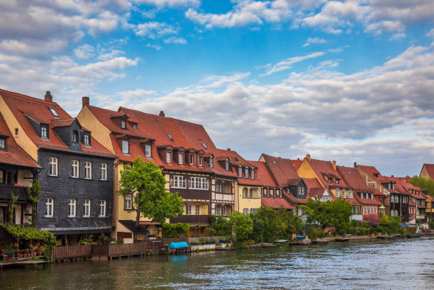 Waterfront houses Little Venice Bamberg Old Town Bavaria Germany Historic fishermen's houses along the Regnitz river known as Little Venice (Klein-Venedig) in Bamberg, Bavaria, Germany, Europe. Bamberg is one of most popular travel destinations in Germany. The medieval centre of the city is a UNESCO World Heritage Site. klein venedig photos stock pictures, royalty-free photos & images