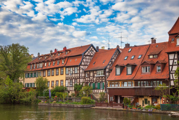 Waterfront houses Little Venice Bamberg Old Town Bavaria Germany Historic fishermen's houses along the Regnitz river known as Little Venice (Klein-Venedig) in Bamberg, Bavaria, Germany, Europe. Bamberg is one of most popular travel destinations in Germany. The medieval centre of the city is a UNESCO World Heritage Site. klein venedig photos stock pictures, royalty-free photos & images