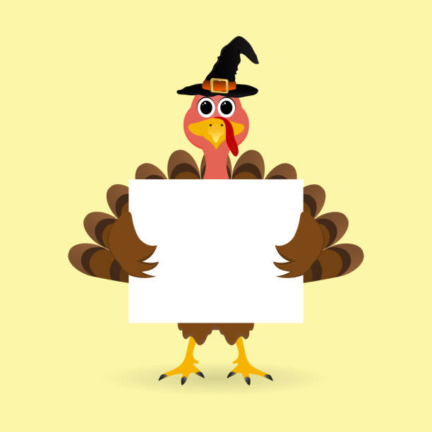 ilustrações de stock, clip art, desenhos animados e ícones de turkey congratulatory banner on thanksgiving day - thanksgiving dinner party turkey feast day