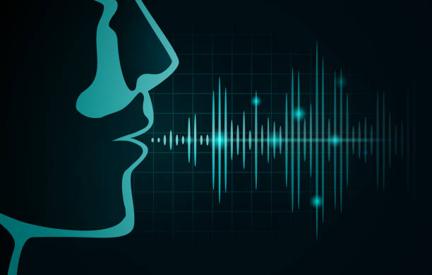 Sound wave out of human mouth on black graph. Sound wave out of human mouth on black graph. Illustration about level of voice frequency. signal level stock illustrations